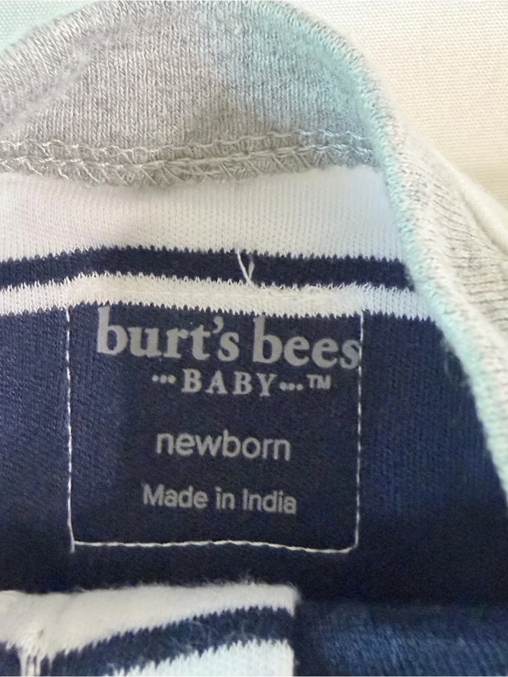 Burt’s Bees Baby Newborn Organic Cotton Striped Zip Sleeper Bee Feet NWT
